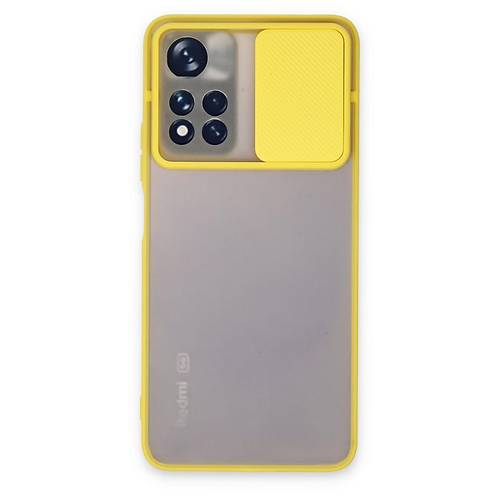 Redmi Note 11T K�l�f Palm Buzlu Kamera S�rg�l� Silikon - Sar�