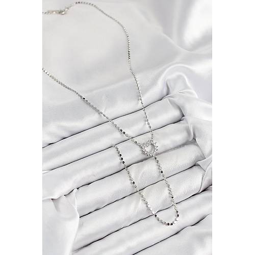 Pirin� Zirkon Ta�l� Ezme Zincirli Kalp Model G�m�� Renk Y Kolye