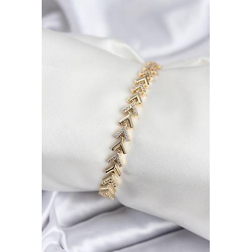 Pirin� VIP Seri Gold Zirkon Ta�l� Bal�k S�rt� Model Kad�n Bileklik