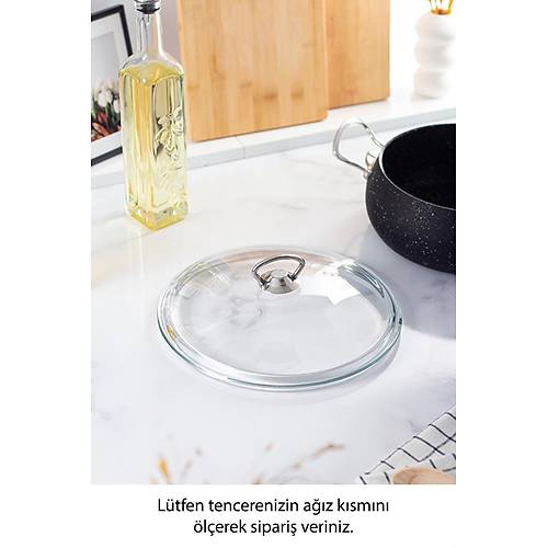 24 Cm Tencere & Tava & Sahan i�in Metal Kulplu Cam Kapak (T�M TENCERELERE UYUMLUDUR)