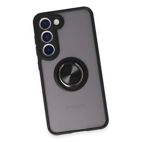 Galaxy S23 K�l�f Montreal Y�z�kl� Silikon Kapak - Siyah