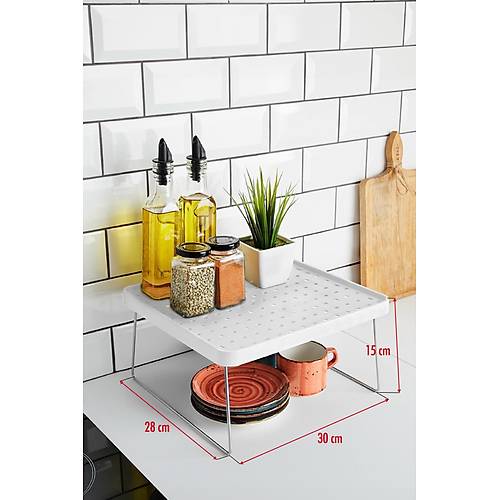 Metal Ayakl� Plastik G�vdeli Dolap I�i Raf D�zenleyici B�y�k Boy (28*30*15 Cm)