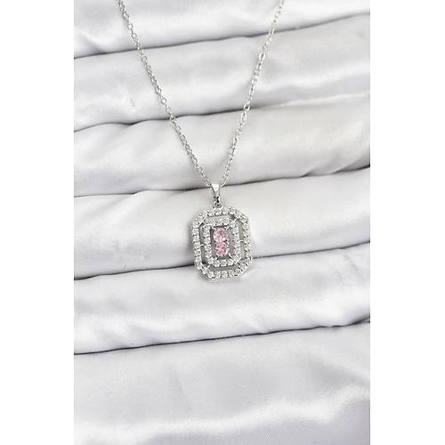 316L �elik Zincir G�m�� Renk Plaka Model Zirkon Ta�l� Kad�n Kolye