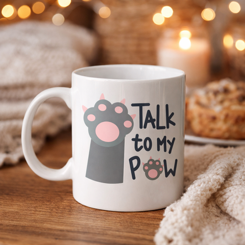 Talk To My Paw � Sevimli Kedi Patili Porselen Kupa MODEL 57