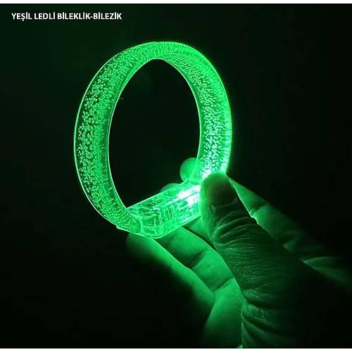 Ye�il Led I��kl� Bask� Yap�labilen Pilli Bileklik Bilezik 1,5 cm Geni�lik