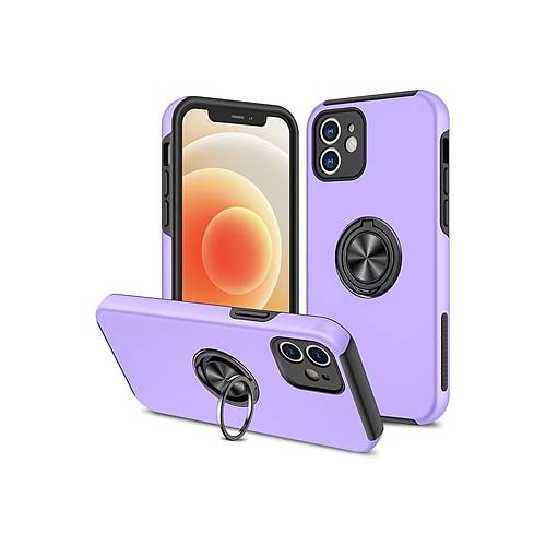 iPhone 12 K�l�f Elit Y�z�kl� Kapak - Mor