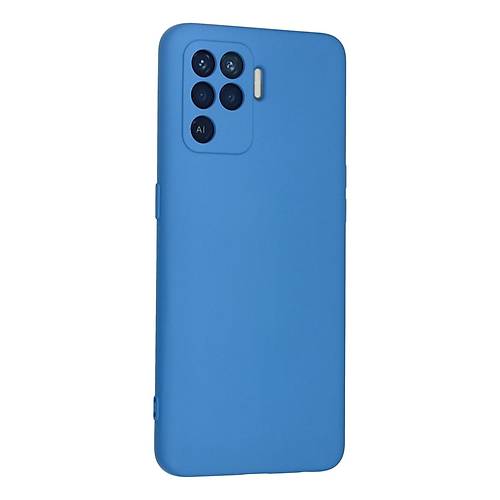 Reno 5 Lite K�l�f Nano i�i Kadife Silikon - Mavi