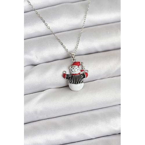 316L �elik Zincir G�m�� Renk Kardan Adam Fig�rl� Y�lba�� Temal� Kad�n Kolye