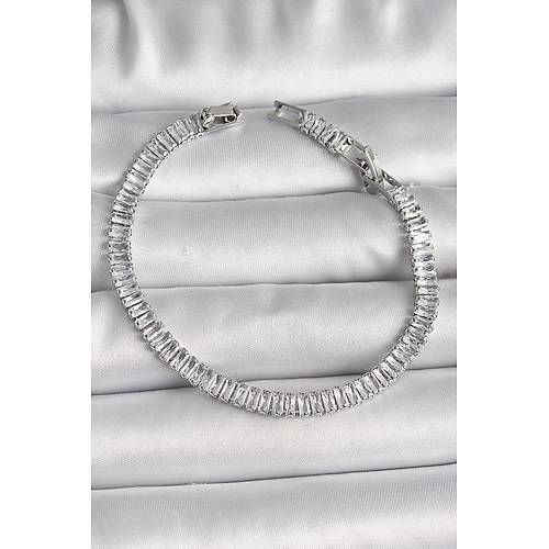 Pirin� G�m�� Renk Zirkon Ta�l� Su Yolu Model Kad�n Bileklik