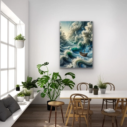 Okyanustaki Yaln�z Gemi Kanvas Tablo 70x100cm