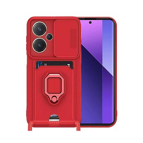 Redmi Note 13 Pro Plus K�l�f Zuma Kartvizitli Y�z�kl� Silikon - K�rm�z�