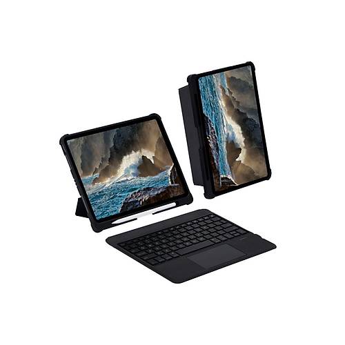 T5209D iPad Pro 12.9 (2021) K�l�f �nter Ledli Klavyeli Tablet K�l�f� - Siyah