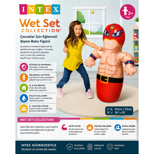 �ntex Wet Set 44672NP �i�me Boks Torbas� �ocuk Oyunca�� 91x72 Cm �i�me Vurmal� Oyuncak 3 Ya� �zeri