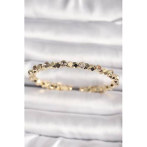 Pirin� Gold Renk Zirkon Ta�l� K�p Dorika Model Kad�n Bileklik
