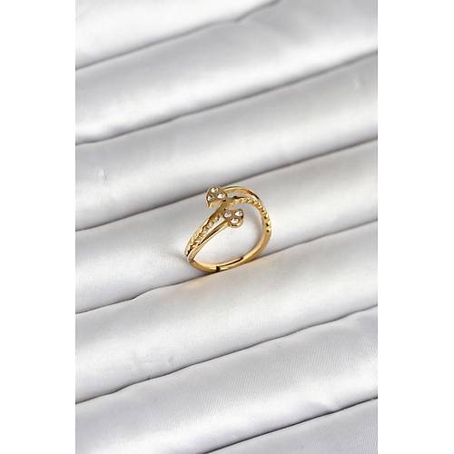 316L �elik Gold Renk Zirkon Ta�l� Kalp Model Kad�n Y�z�k