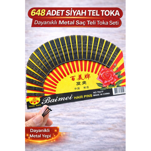 648 Adet Siyah Tel Toka Sa� Tokas� � Dayan�kl� Metal Profesyonel Sa� Teli Toka Seti