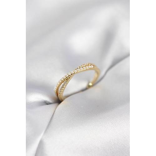�ncili ve Zirkon Ta�l� Gold Renk Kad�n Y�z�k