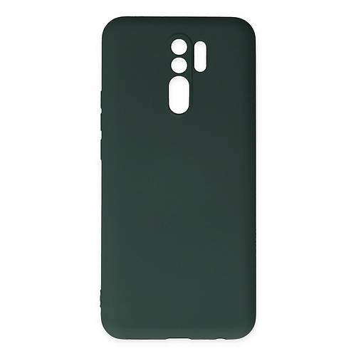 Redmi 9 K�l�f Nano i�i Kadife Silikon - Koyu Ye�il