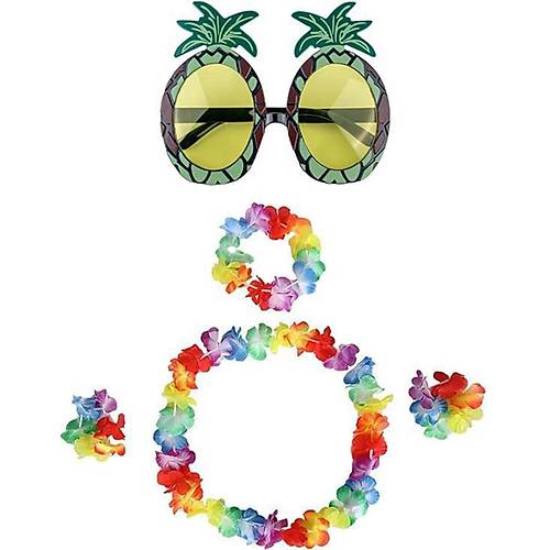 Renkli Ananas G�zl�k, Ta�, Kolye ve Bileklik Seti
