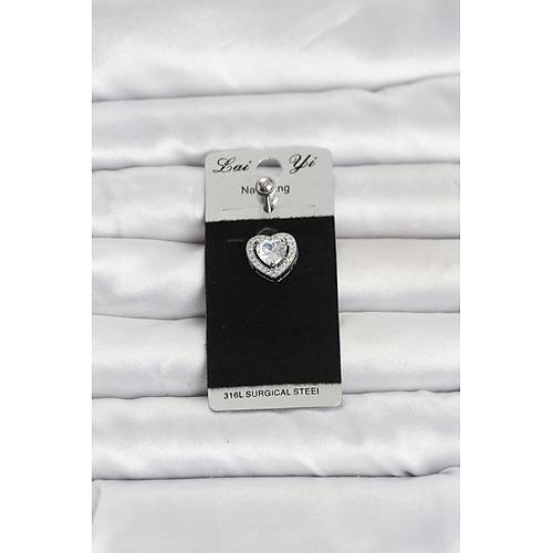 316L Cerrahi �elik Zirkon Ta�l� Kalp Model G�bek Piercing