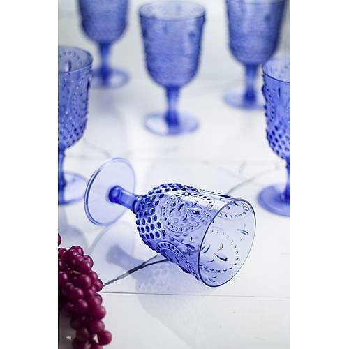 Akrilik Mavi Tekli Kadeh & Su Me�rubat Kahve Yan� Barda�� 450 ml ( Cam De�ildir )