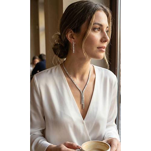 G�m�� Renk Baget Zirkon Ta�l� Kad�n Kolye K�pe Set