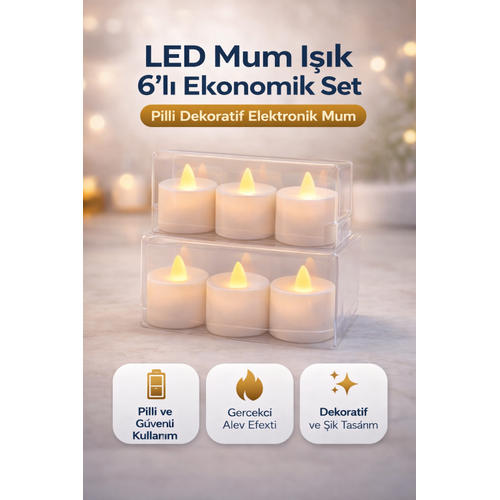 LED Mum I��k 3�l� Set Pilli Dekoratif Elektronik Mum Flicker Alev Efektli 2 Paket