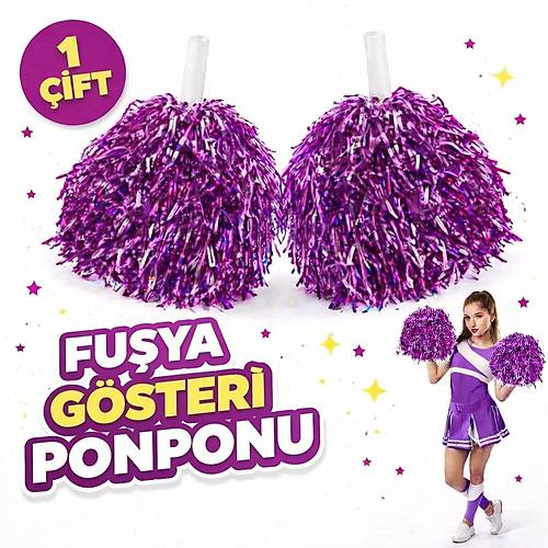 1 �ift ( 2 Adet ) Mor Renk 23 Nisan 19 May�s 29 Ekim Okul G�steri Ponponlar� Ekstra Dolgun