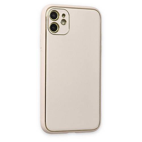 iPhone 12 K�l�f Coco Deri Silikon Kapak - Beyaz