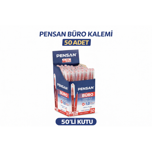 Pensan B�ro 2270 K�rm�z� T�kenmez Kalem 1.0 mm Medium Yerli �retim 50 Adet