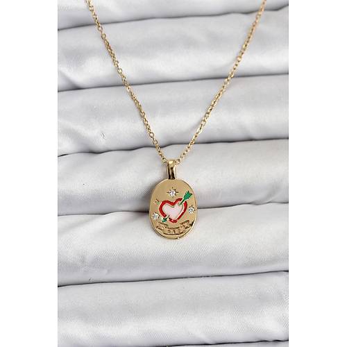 316L �elik Zincir Gold Renk Kalp Fig�rl� Kad�n Kolye