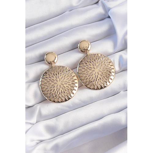 Pirin� Gold Renk Oval ��lemeli K�pe