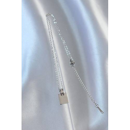 316L �elik Zincir G�m�� Renk Zirkon Ta�l� A�k Mektubu Kolye