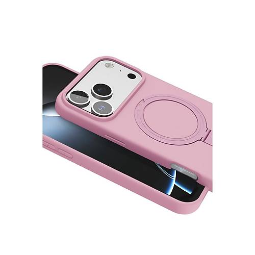 iPhone 17 Pro Regal Magsafe Standl� Kapak - A��k Pembe