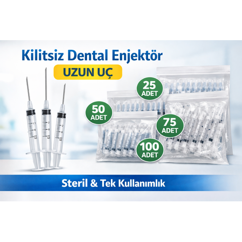 Kilitsiz Dental Enjekt�r Uzun U� (Luer Slip) - Steril Di� Hekimli�i ��r�ngas�