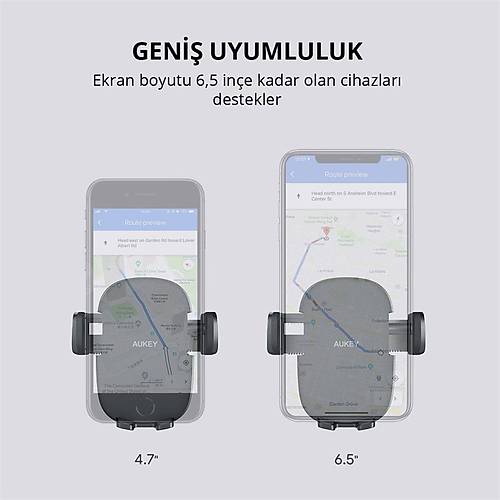 AUKEY HD-C48-BK 360 DERECE T�M C�HAZLARLA UYUMLU ARA� ��� TELEFON TUTUCU KOLAY K�L�TLEME/BIRAKMA