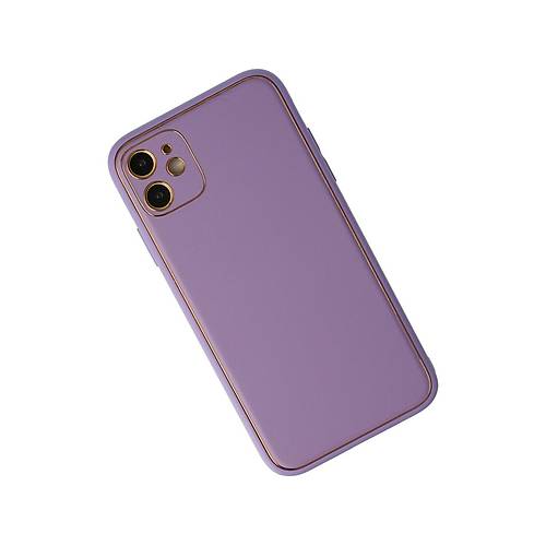 iPhone 12 K�l�f Coco Deri Silikon Kapak - Lila