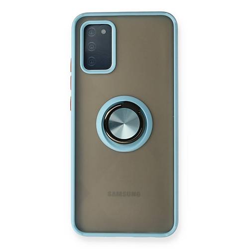 Galaxy A02S K�l�f Montreal Y�z�kl� Silikon Kapak - Buz Mavi