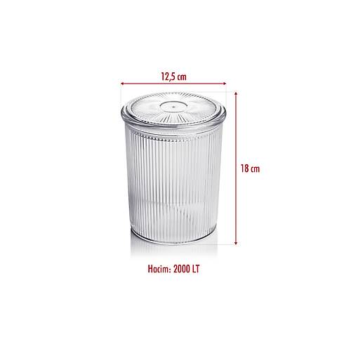 6'l� Barok Yuvarlak B�y�k Kavanoz Seti & Saklama Kab� & Erzak Kab� (6*2000 ML)