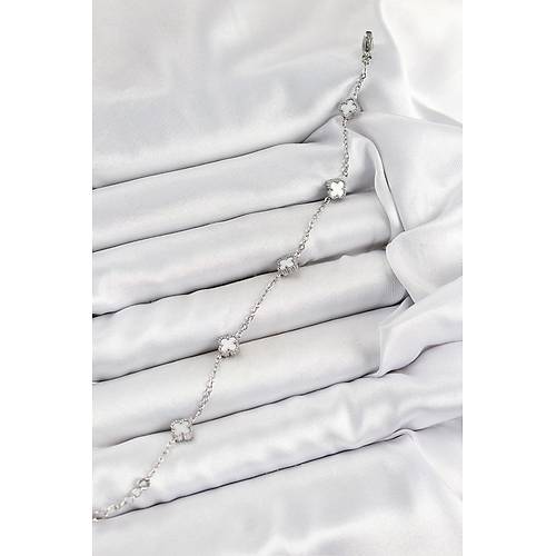 316L �elik Beyaz Sedef Yonca Model G�m�� Renk Kad�n Bileklik