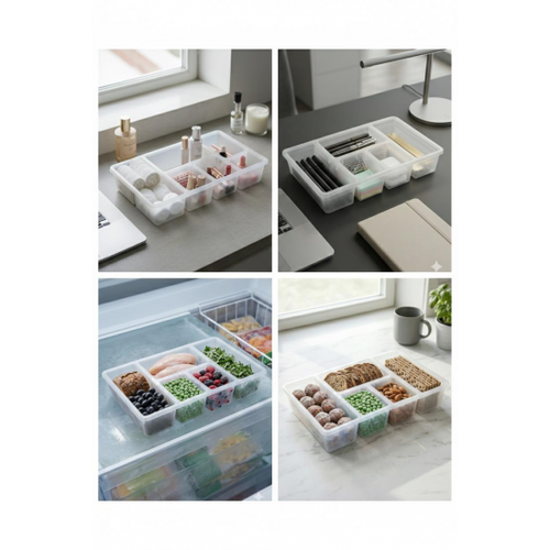 5 B�lmeli �effaf Buzdolab� ��i D�zenleyici & Kapakl� Dondurucu Saklama Kab� (24x38 cm)