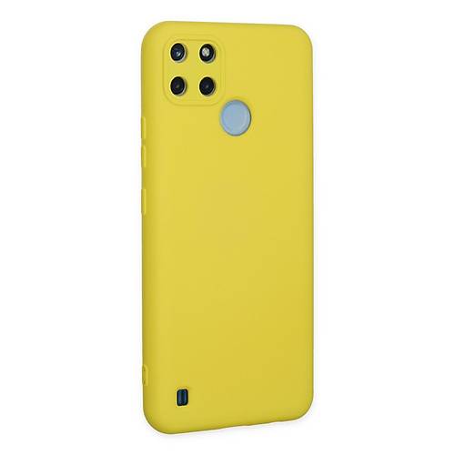 Realme C25Y K�l�f Nano i�i Kadife Silikon - Sar�