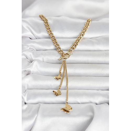 316L �elik Gold Renk  Sallant�l� Kad�n Kolye