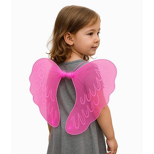 Pembe Renk Ortas� Pembe T�yl� T�l Peri Kanad� 40x50 cm