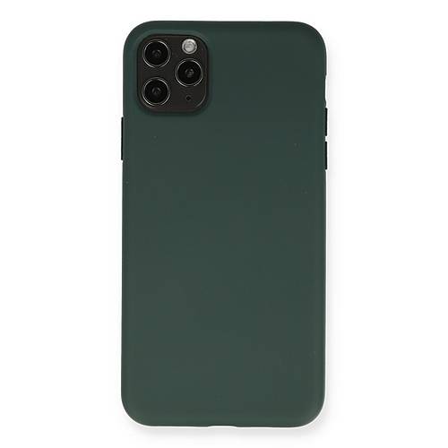 iPhone 11 Pro Max K�l�f Nano i�i Kadife Silikon - Koyu Ye�il