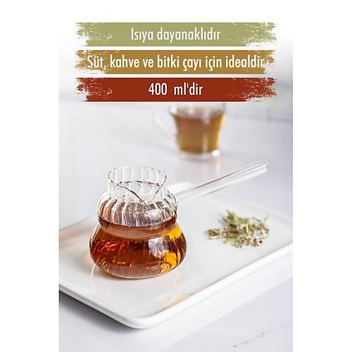 Is�ya Dayan�kl� Ocakta Kullanmaya Uygun L�ks Borosilikat Cam Cezve 400 Ml