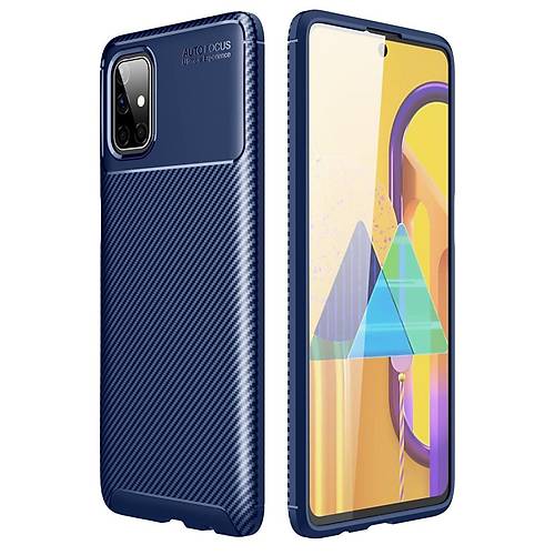 Galaxy M51 K�l�f Auto Focus Karbon Kapak - Lacivert