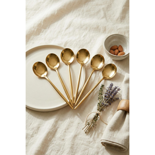 6'l� L�ks Gold Paslanmaz �elik Tatl� Ka���� Seti (16 cm)