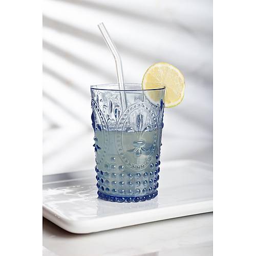 Akrilik Lacivert Tekli K�sa Bardak & Su Me�rubat Kahve Yan� Barda�� 400 ml ( Cam De�ildir )
