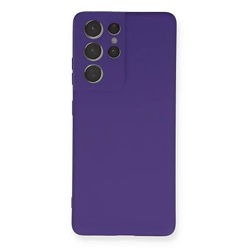 Galaxy S21 Ultra K�l�f Nano i�i Kadife Silikon - Mor